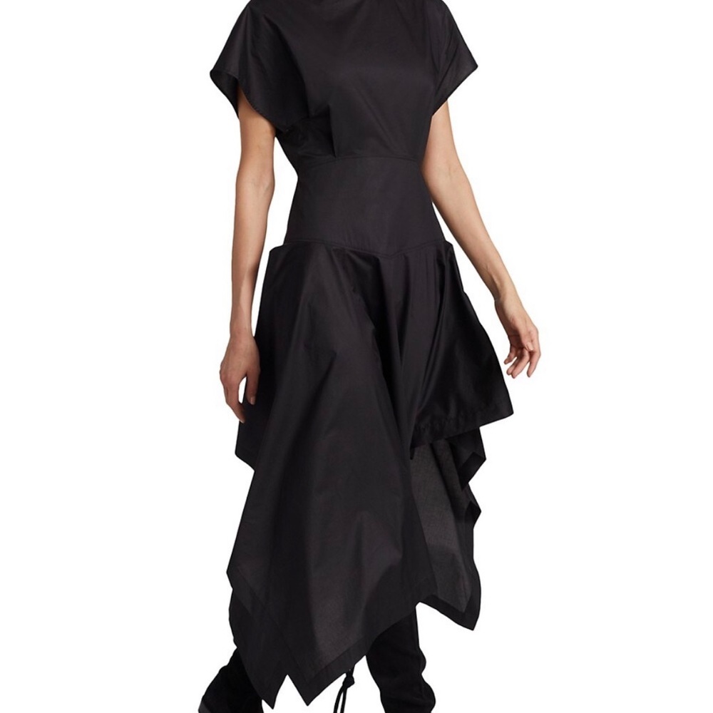 Moncler Genius JW Anderson Asymmetrical Midi Dress Black Size IT40 US XS NWT - Picture 2 of 10